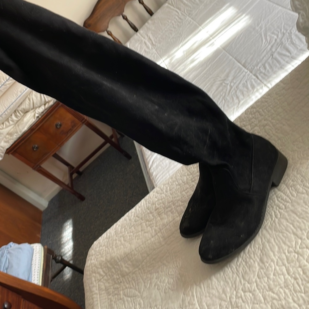 Black suede over the knee boots